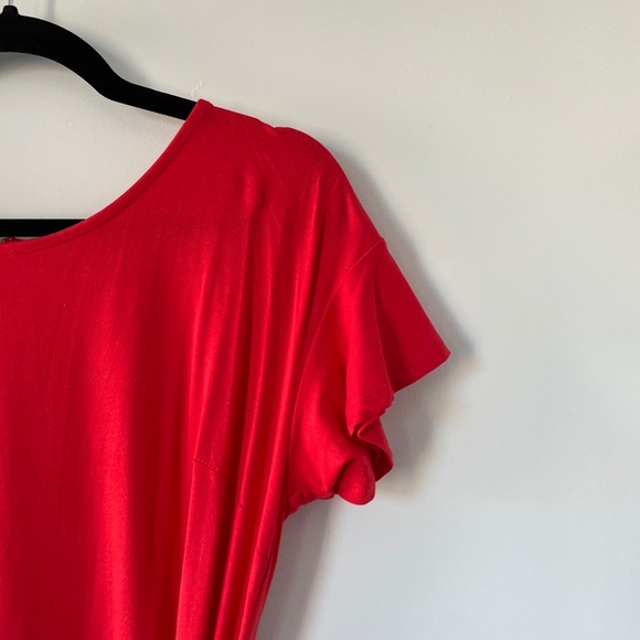 Red Loft Dress with Flutter Sleeve - Picture 3 of 6